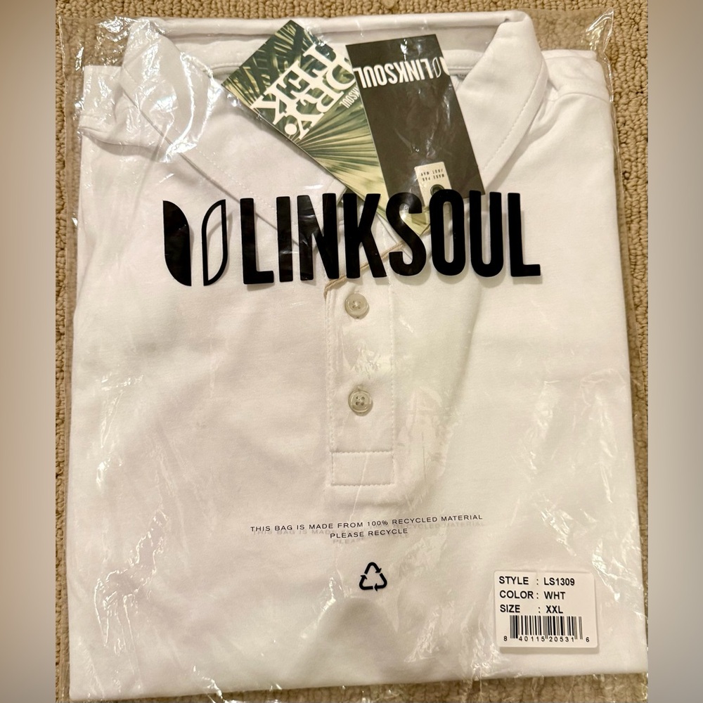 NWT Linksoul Men's Dry Tek White Polo Sz XXL, orig $88